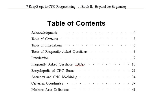 7 Easy Steps to CNC -Book 2 - Table of Contents